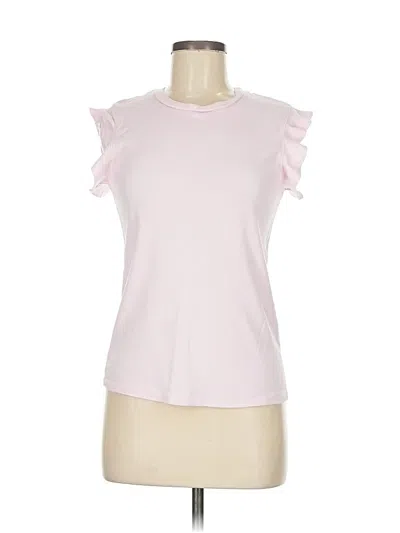 Pre-owned Three Dots Short Sleeve Top Pink Ruffles Neckline Tops