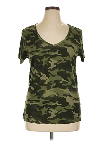 Pre-owned Three Dots Short Sleeve T-shirt In Green