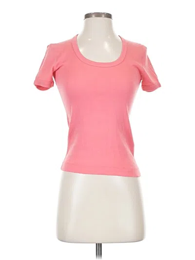 Pre-owned Three Dots Short Sleeve T-shirt In Pink