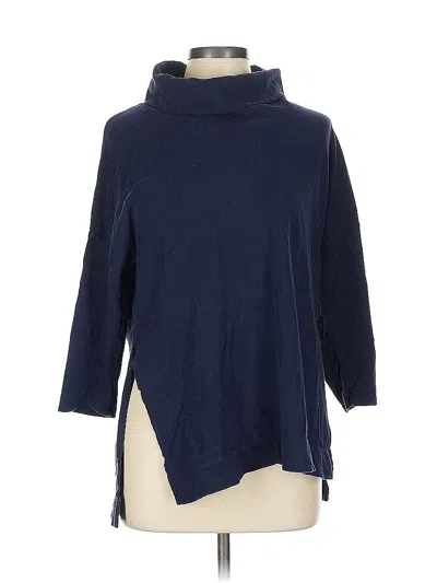 Pre-owned Three Dots Short Sleeve Turtleneck In Blue