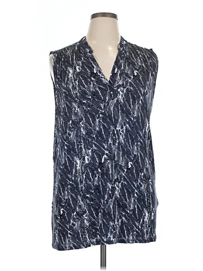 Pre-owned Three Dots Sleeveless Button Down Shirt In Blue