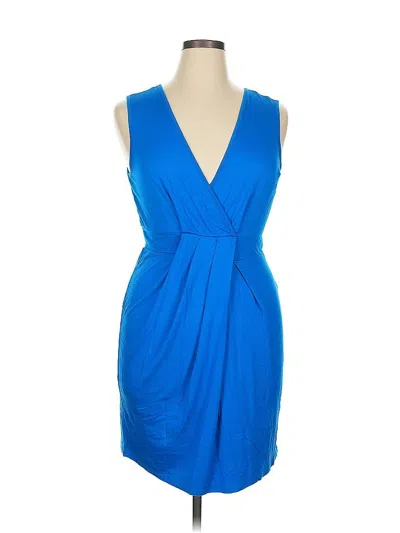 Pre-owned Three Dots Sleeveless Top Blue Plunge Neckline Tops