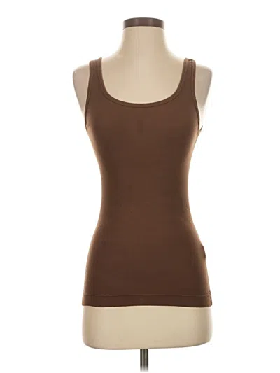Pre-owned Three Dots Tank Top Brown Strapless Neckline Tops