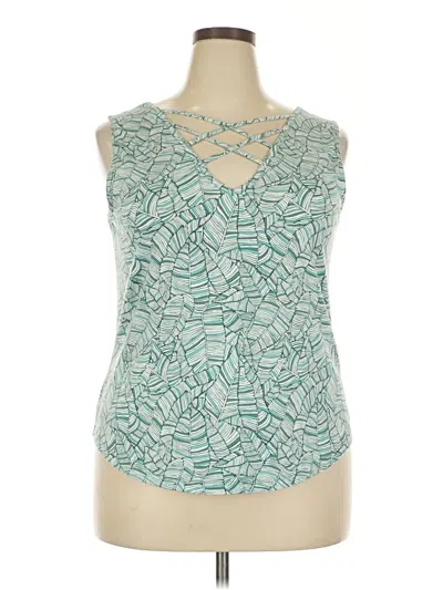 Pre-owned Three Dots Tank Top Teal Halter Neckline Tops In Blue