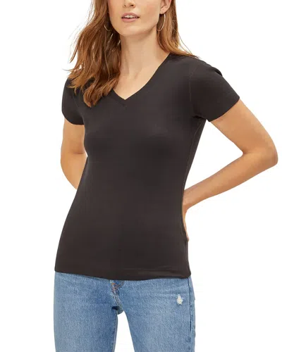 Three Dots V-neck T-shirt In Black