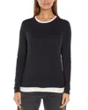 Three Dots Veronica Womens Layered Jersey Pullover Top In Anthracite