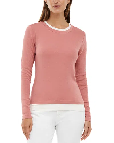 Three Dots Veronica Layered Long Sleeve Tee In Pink