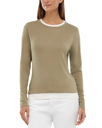Three Dots Veronica Layered Long Sleeve Tee In Green