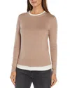 Three Dots Veronica Layered Long Sleeve Tee In Grey