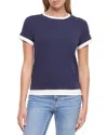 Three Dots Veronica Layered Short Sleeve Tee In Blue