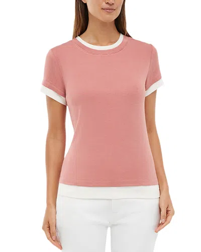 Three Dots Veronica Layered Short Sleeve Tee In Pink