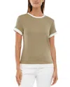 Three Dots Veronica Layered Short Sleeve Tee In Green