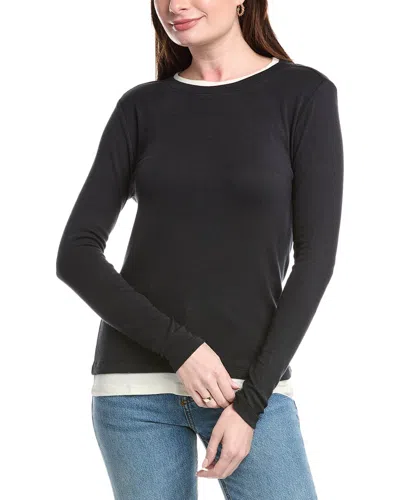 Three Dots Veronica Layered T-shirt In Grey