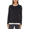 Three Dots Veronica Womens Layered Jersey Pullover Top In Grey