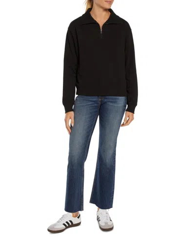 Three Dots Women's Arta Quarter-zip Long-sleeve Pullover In Black