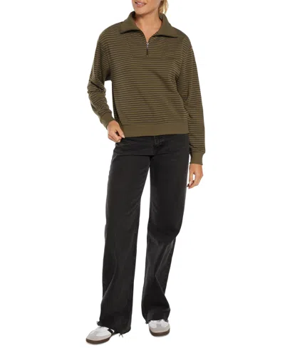 Three Dots Women's Arta Quarter-zip Long-sleeve Pullover In Grape Leaf
