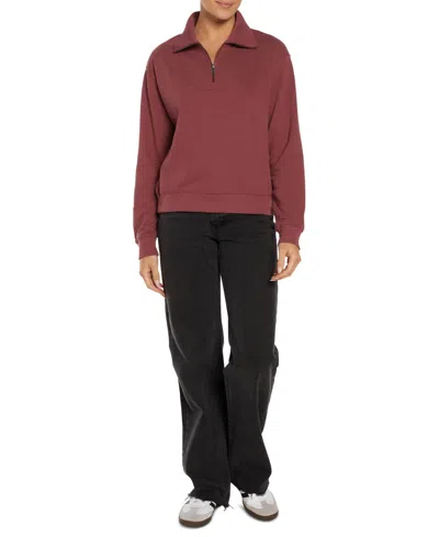 Three Dots Women's Arta Quarter-zip Long-sleeve Pullover In Nocturne
