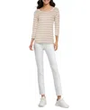 Three Dots Women's V-neck 3/4-sleeve T-shirt In Light Taupe