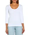 Three Dots Boat Neck Tee In White