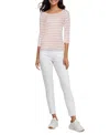 Three Dots Women's Boat-neck 3/4-sleeve T-shirt In Zephyr Stripe