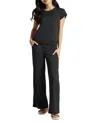 Three Dots Women's Diana Crewneck Cap-sleeve T-shirt In Black Beauty