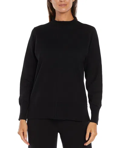 Three Dots Women's Jodie High-neck Front-seam Sweater In Black