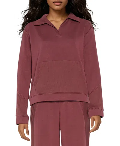 Three Dots Women's Kendra Collared V-neck Long-sleeve Top In Nocturne