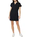 Three Dots Women's Koda Cotton Collared Mini Dress In Black