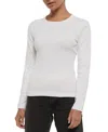 Three Dots Women's Long-sleeve Crewneck T-shirt In White