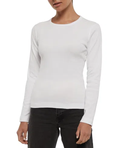 Three Dots Women's Long-sleeve Crewneck T-shirt In White