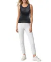 Three Dots Women's Olive Striped Sleeveless Knit Top In Black Beauty,sugar Swizzle