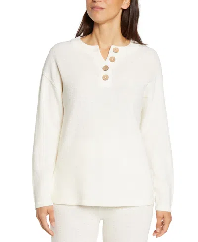 Three Dots Women's Parma Henley Long-sleeve Top In Egret