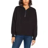 Three Dots Women's Quarter Zip Pullover Top In Black In Black