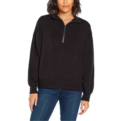 Three Dots Women's Quarter Zip Pullover Top In Black