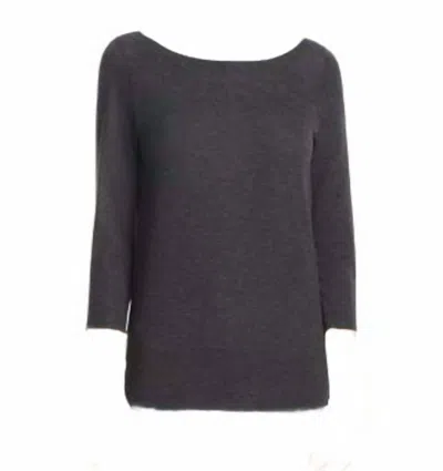 Three Dots Women's Reversible Boat Neck Top In Carcoal/granite In Multi