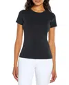 Three Dots Womens Crewneck Short Sleeve T-shirt In Black
