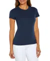 Three Dots Cotton Short Sleeve Crewneck Tee In Navy