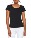 Three Dots Round Neck Slim Fit Tee In Black