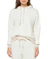 Three Dots Women's Striped Trim Pullover Hoodie In Sugar Swizzle
