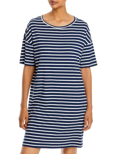 Three Dots Womens Above Knee Striped Shirtdress In Multi