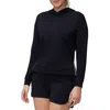 Three Dots Womens Contrast Trim Cotton Hoodie In Black Beauty