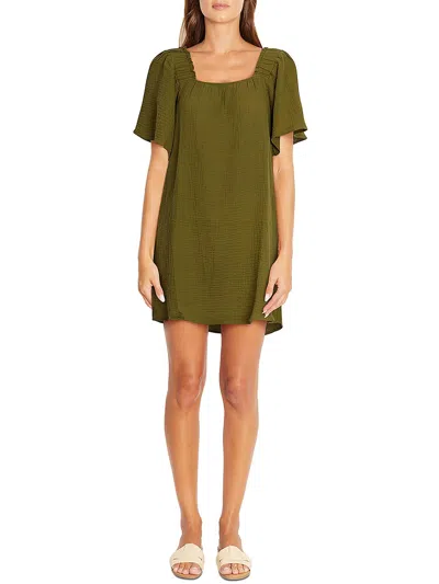 Three Dots Womens Cotton Above Knee Mini Dress In Multi