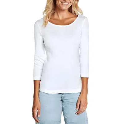 THREE DOTS WOMENS COTTON BOAT NECK PULLOVER TOP
