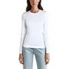 Three Dots Womens Cotton Long Sleeve Pullover Top In White