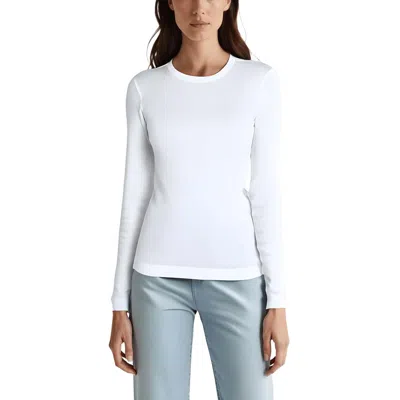 Three Dots Womens Cotton Long Sleeve Pullover Top In White