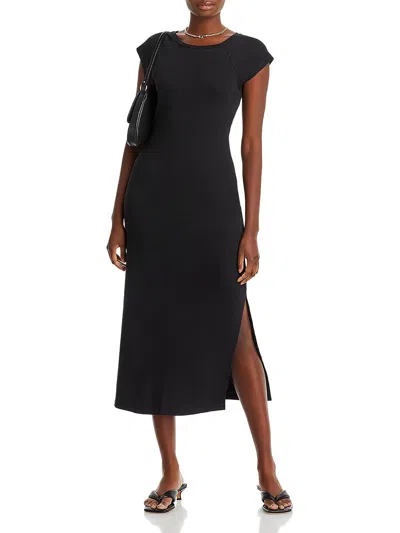 Three Dots Womens Cotton Long T-shirt Dress In Black