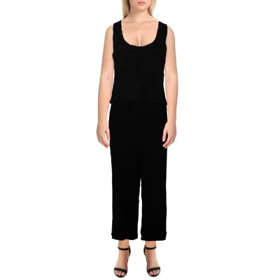 Three Dots Womens Crochet Sleeveless Jumpsuit In Black