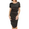 Three Dots Curved Hem Tee Dress In Black