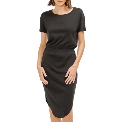 Three Dots Curved Hem Tee Dress In Black