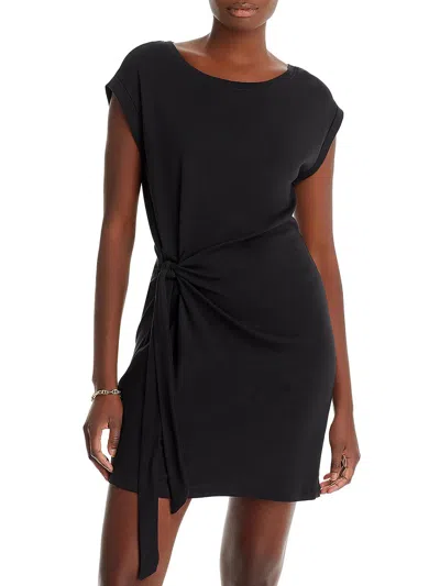 Three Dots Womens Mini Side Tie Shirtdress In Black